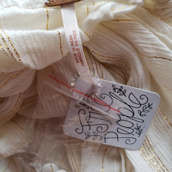 ❤️ SALE ❤️ Free People NWT RARE "The Huxley" Maxi Dress, White Gold Metallic - Picture 14 of 15